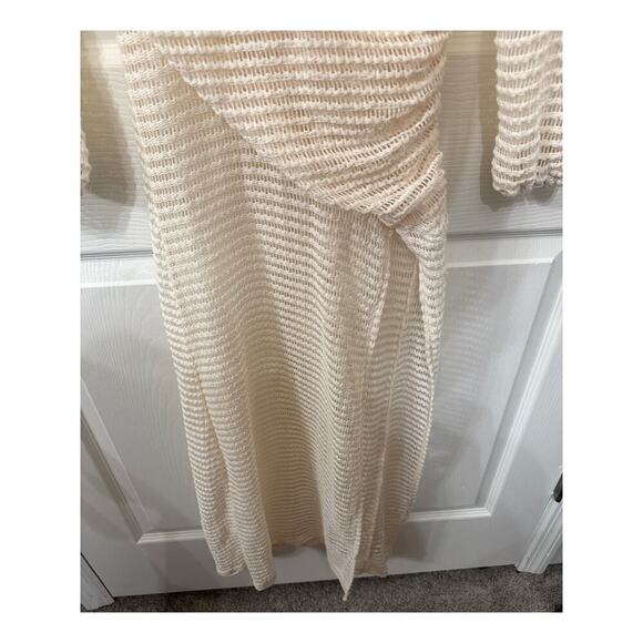 Fore Fly Me Out Cream Plunging Neckline Crochet Maxi Dress, S - Picture 7 of 10